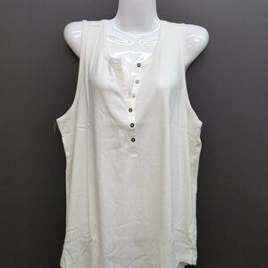 Maurices Ribbed Henley Button Front Sleeveless Women's Tank Top 2X Soft White